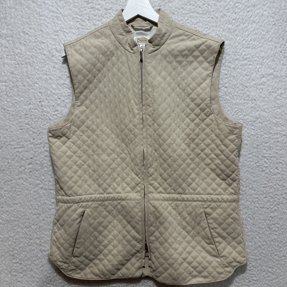 Vintage Talbots Women's Quilted Beige Full Zip Lightweight Vest Size Large